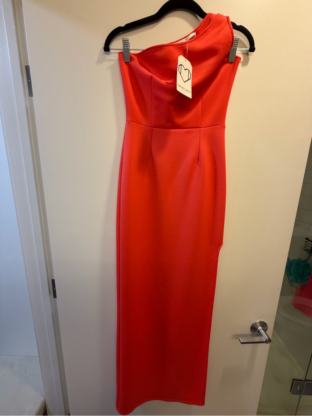 Coral One-Shoulder Evening Gown
